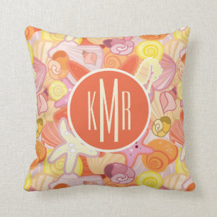 Pastellfärgad Monogram för havsvarelser Kudde