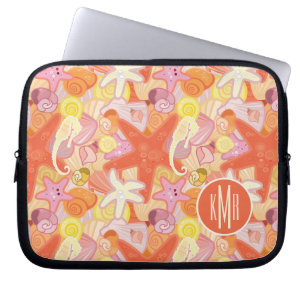 Pastellfärgad Monogram för havsvarelser Laptop Fodral