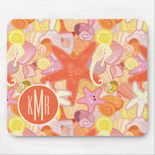 Pastellfärgad Monogram för havsvarelser Musmatta