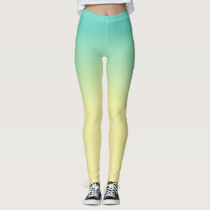Pastellfärgad Ombre damasker - grönt som gulnar Leggings