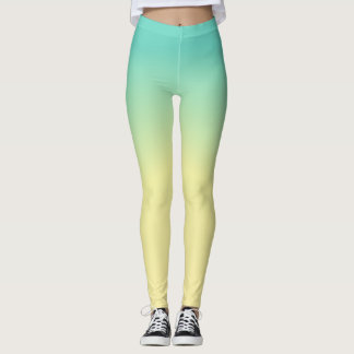 Pastellfärgad Ombre damasker - grönt som gulnar Leggings