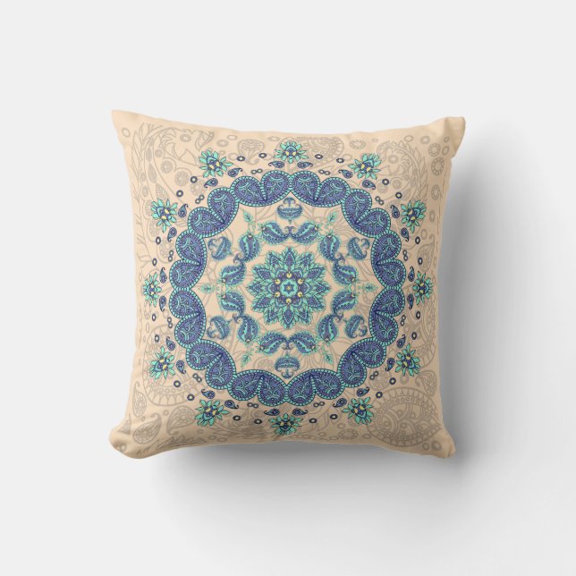 Pastellfärgad Paisley Kaleidoscopedekorativ kudde (Framsida)