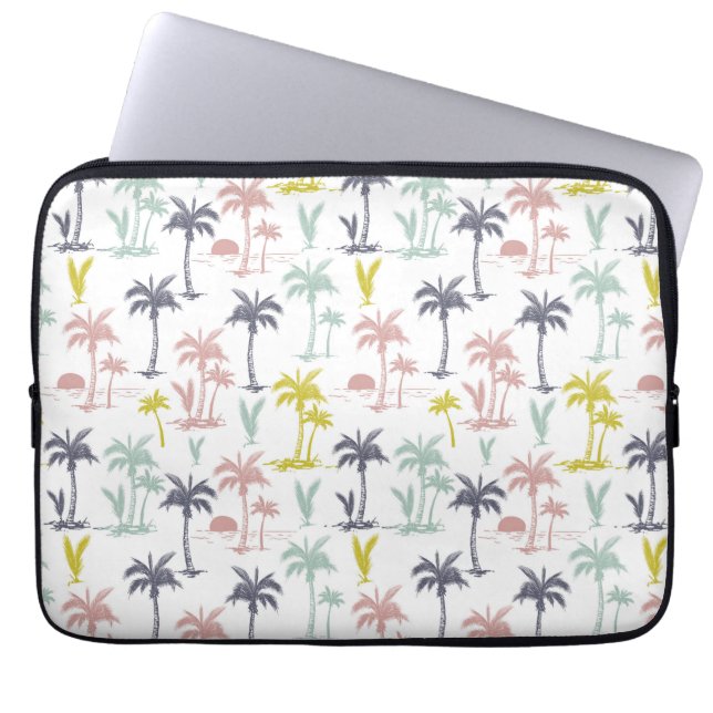 Pastellfärgad palmträd vid strandmönster laptop sleeve (Framsidan)