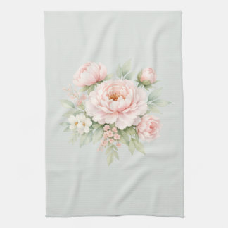 Pastellfärgad Peony-blomning, Mjukt vattenfärg bot Kökshandduk