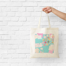 Pastellfärgad picknickscen Totebag