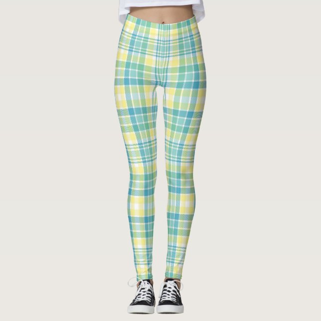 Pastellfärgad pläd leggings (Framsida)