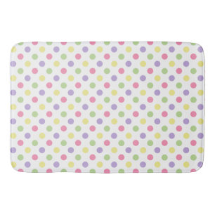 Pastellfärgad polka dots på vit badrumsmatta