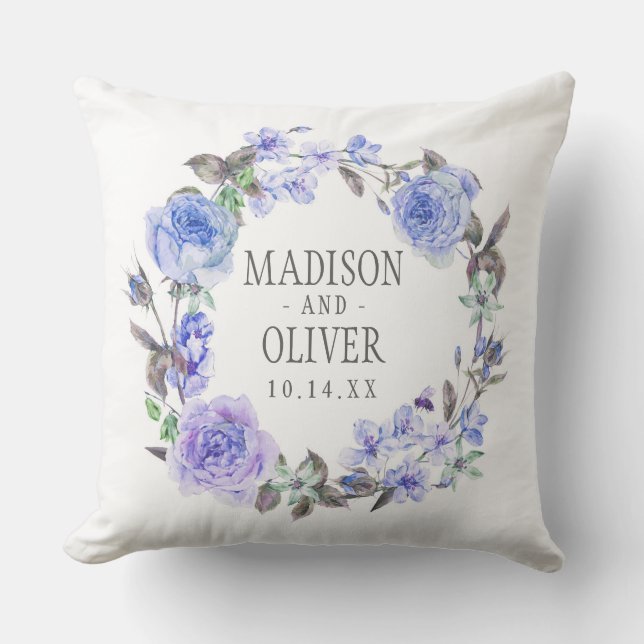 Pastellfärgad purpurfärgad vattenfärgblommigt | kudde (Framsida)