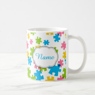 Pastellfärgad pusselbietpersonlig mugg