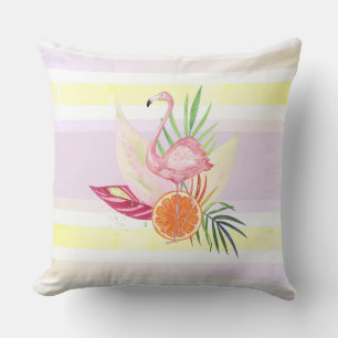 Pastellfärgad rand för sommar, Flamingo som är Kudde
