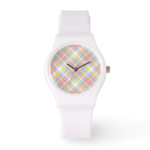 Pastellfärgad randpläd armbandsur