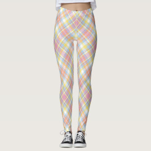 Pastellfärgad randpläd leggings
