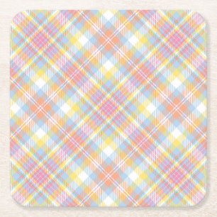 Pastellfärgad randpläd underlägg papper kvadrat