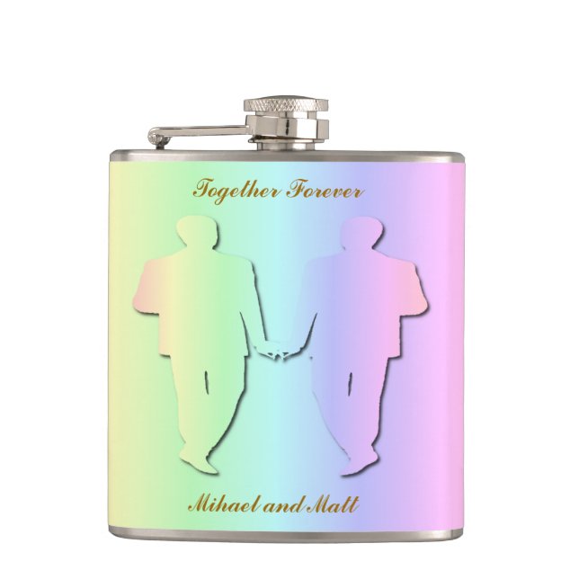 Pastellfärgad regnbåge som gifta sig Hipflask för Fickplunta (Framsidan)