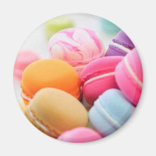 Pastellfärgad regnbåge spridda franskMacaron kak Magnet
