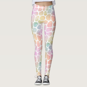 Pastellfärgad regnbågegiraffvattenfärg Whitespace Leggings
