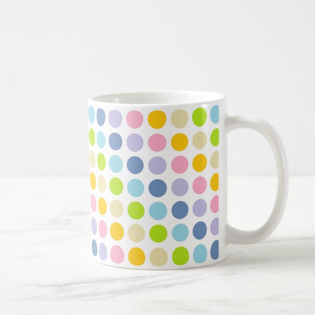 Pastellfärgad regnbågepolka dots kaffemugg (Höger)