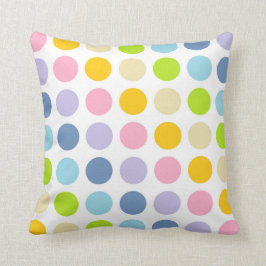 Pastellfärgad regnbågepolka dots kudde