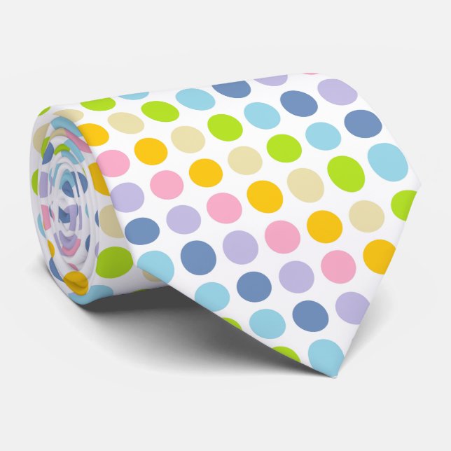 Pastellfärgad regnbågepolka dots slips (Rullad)