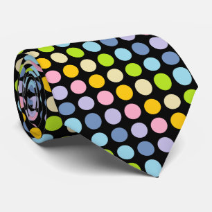 Pastellfärgad regnbågepolka dotssvart slips