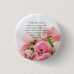 Pastellfärgad rosa bukett av blommabibelversen knapp