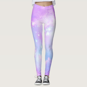 Pastellfärgad rosa galax leggings