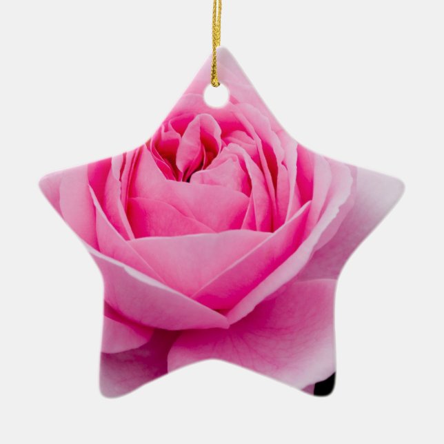 Pastellfärgad rosa rosprydnad julgransprydnad keramik (Framsidan)
