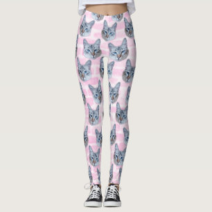 Pastellfärgad rosa Tito katt Leggings