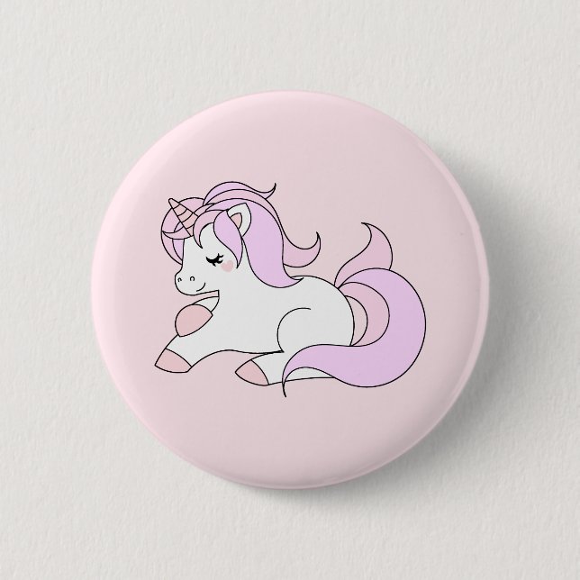 Pastellfärgad rosa unicorn knapp (Framsida)
