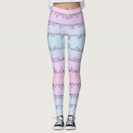 Pastellfärgad smetdamasker leggings