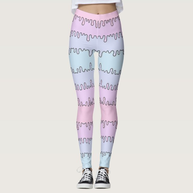 Pastellfärgad smetdamasker leggings (Framsida)