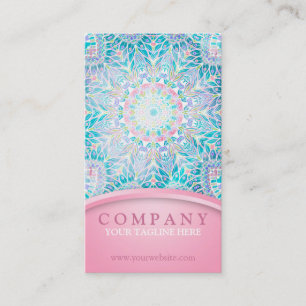 Pastellfärgad SnowflakeMandala - rosa Visitkort