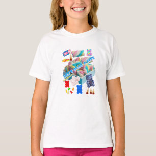 Pastellfärgad T-shirt med godis-kollage
