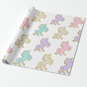 Pastellfärgad Unicorn som slår in papper Presentpapper