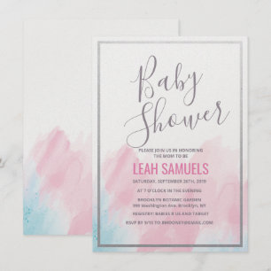 Pastellfärgad vattenfärg-inbjudan för baby shower inbjudningar