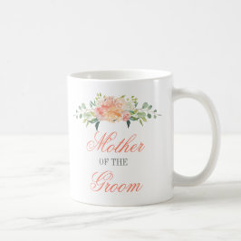 Pastellfärgad vattenfärgblommamor av brudgummen kaffemugg