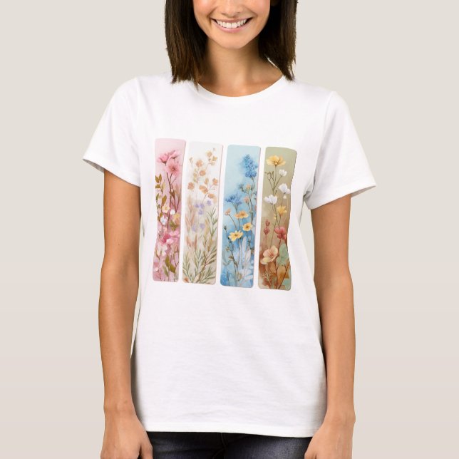 PASTELLFÄRGAD VILDBLOMMA PENSELDROG T SHIRT (Framsida)