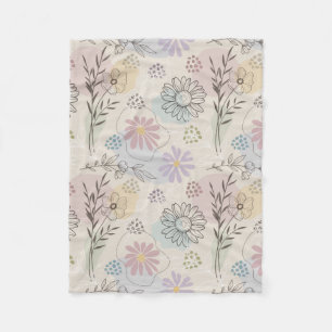 Pastellfärgad vildblomskollage – Chic blomstergeom Fleecefilt