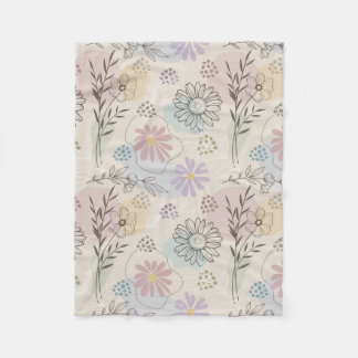 Pastellfärgad vildblomskollage – Chic blomstergeom Fleecefilt