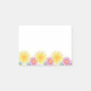 Pastellfärgad vildblomsterkrans på vit bakgrund post-it block