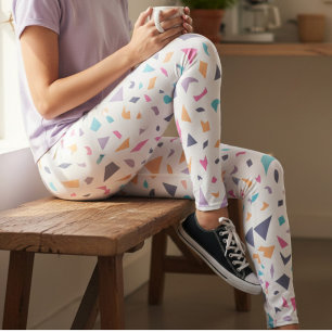 Pastellfärgade Abstrakt Tryck Aktiv Kläder Leggings