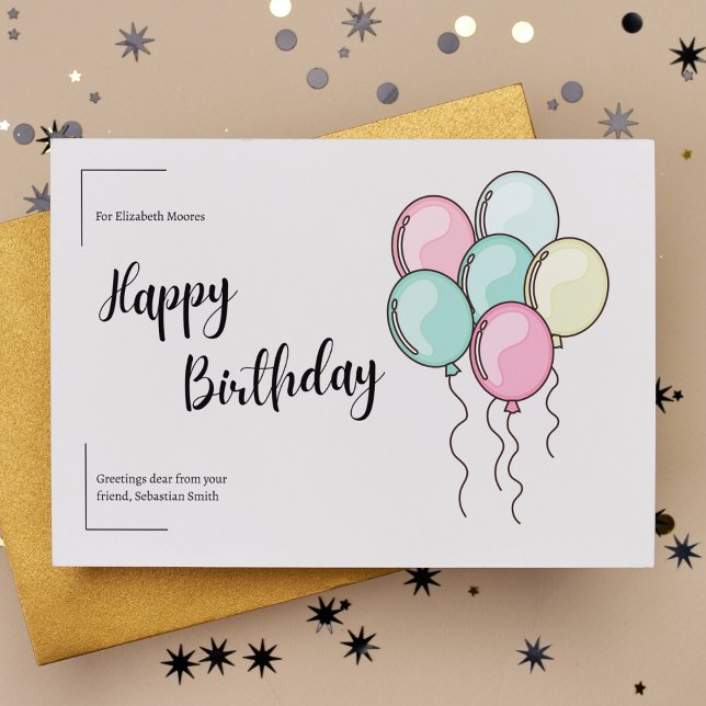 Pastellfärgade ballonger Glad födelsedag Vykort (Skapare uppladdad)