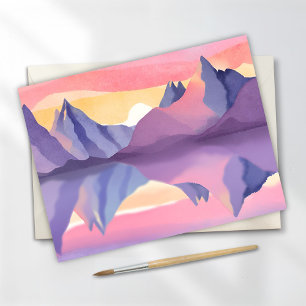 Pastellfärgade berg Akvarell himmel Vykort