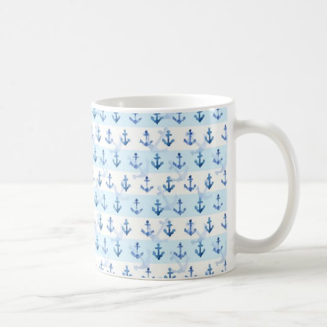 Pastellfärgade blått ankrar mönster kaffemugg (Höger)