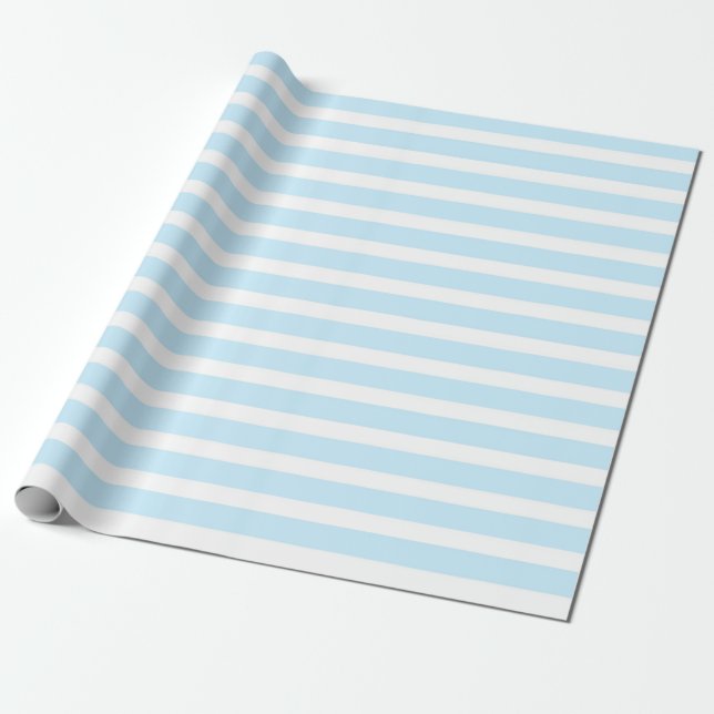 Pastellfärgade blått- och vitrandar som slår in presentpapper (Utrullad)