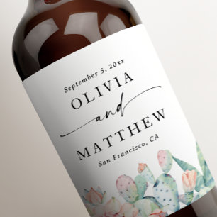 Pastellfärgade blommigtar av rosa , bröllop vinflaska etikett