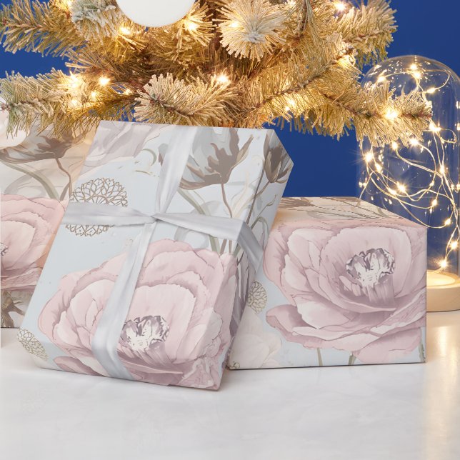 Pastellfärgade blommor & Fjäril matta  Presentpapp Presentpapper (Helgdagar)