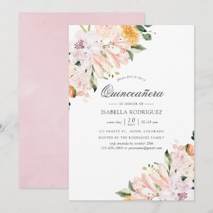 Pastellfärgade blommor Quinceañera Inbjudningar