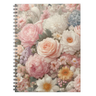 Pastellfärgade Blommor Shabby Chic Ros Blommigt Mö Anteckningsbok