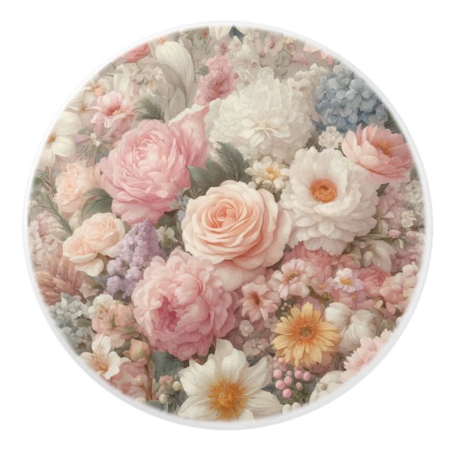 Pastellfärgade Blommor Shabby Chic Ros Blommigt Mö Knopp (Framsidan)